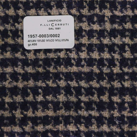 1957-0003-0002 Cerruti Lanificio - Vải Suit 100% Wool - Đen Caro